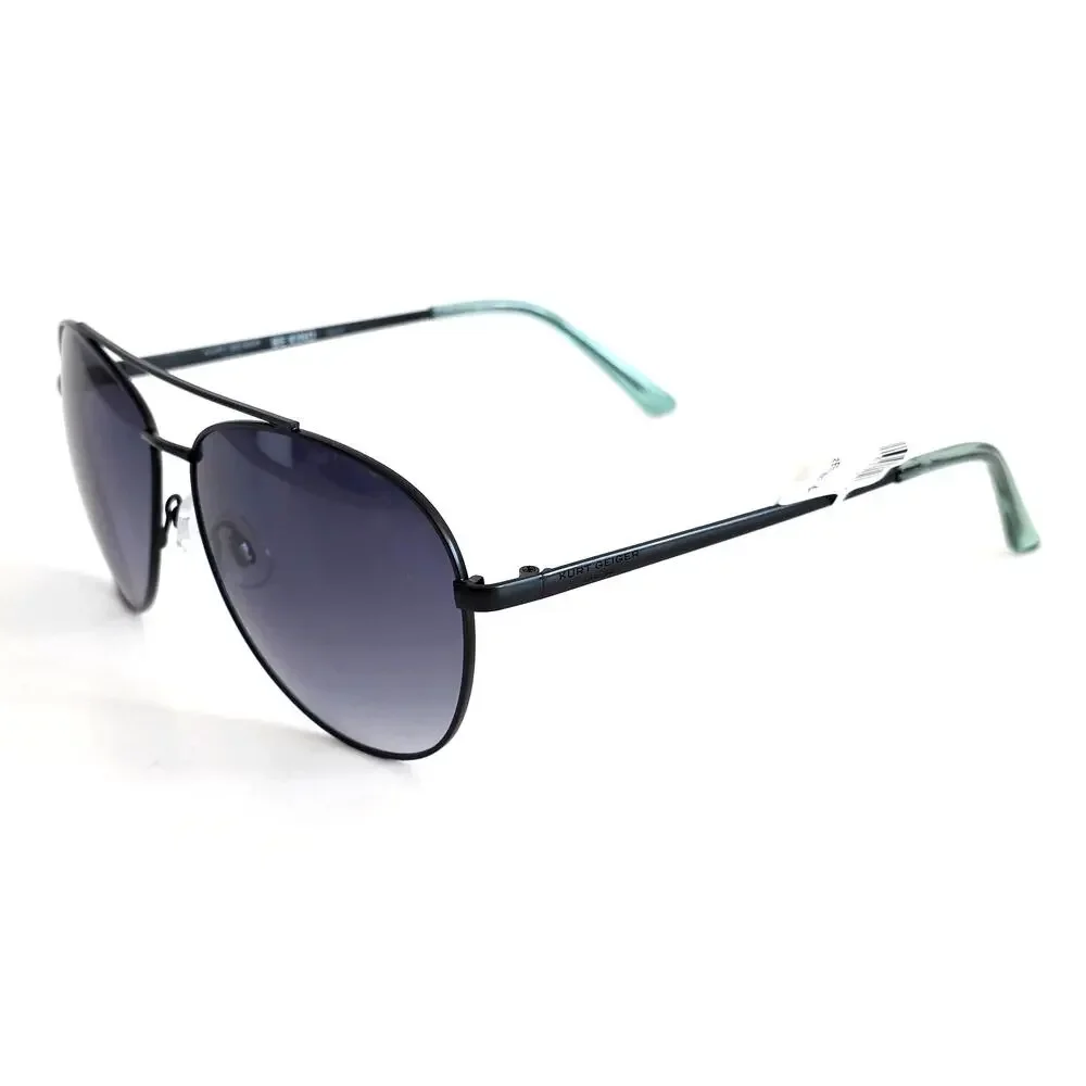 Kurt Geiger London Black Crystal Green Smoke 61mm Aviator Sunglasses 100% UV